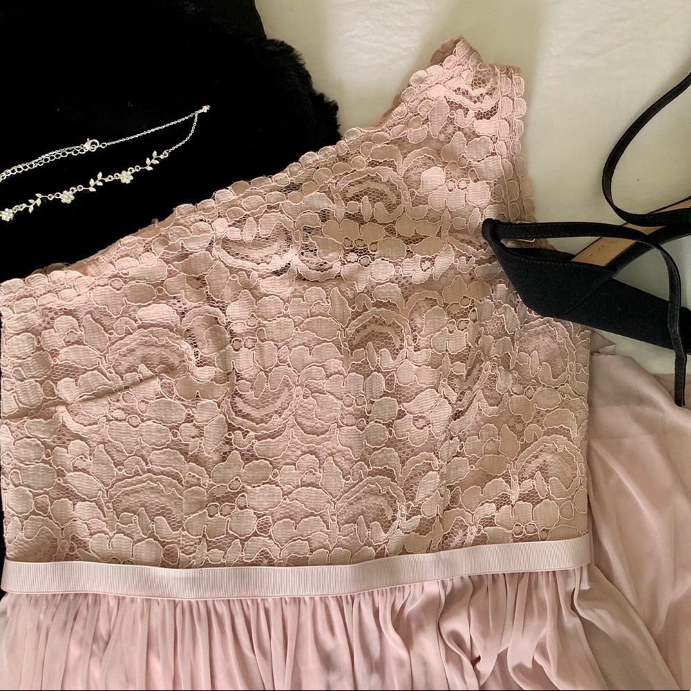 Long One Shoulder Lace Bridesmaid Dress